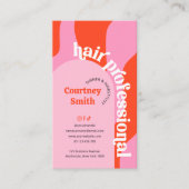 トレンディーグルーヴィーピンク&レッドヘアサロン美容師 名刺 (正面)