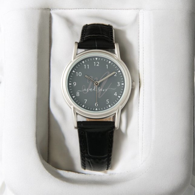 トレンディーグレイスタイリッシュモノグラムイニシャルと名前 腕時計 (クリエイターアップロード済み)