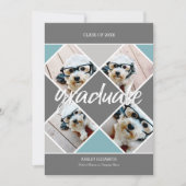 トレンディーグレイ・ブルー卒業写真のお知らせ 招待状 (正面)