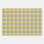 トレンディーグレーおよび黄色の幾何学的パターン ラッピングペーパーシート (正面3)
