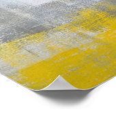 トレンディーグレーとイエロー抽象芸術アート ポスター (角)