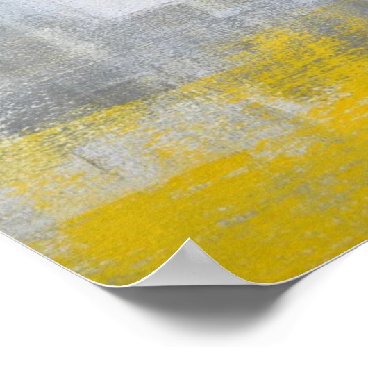 トレンディーグレーとイエロー抽象芸術アート ポスター (角)