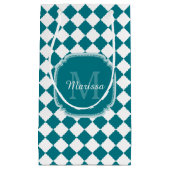 トレンディーグレーと白のチェックモノグラムの名 スモールペーパーバッグ (正面)