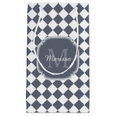 トレンディーグレーと白のチェックモノグラムの名 スモールペーパーバッグ (正面)