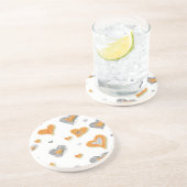 トレンディーグレーのオレンジ色のハート落書きパタンギフト コースター (側面)