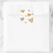 トレンディーグレーのオレンジ色のハート落書きパタンギフト スクエアシール (バッグ)