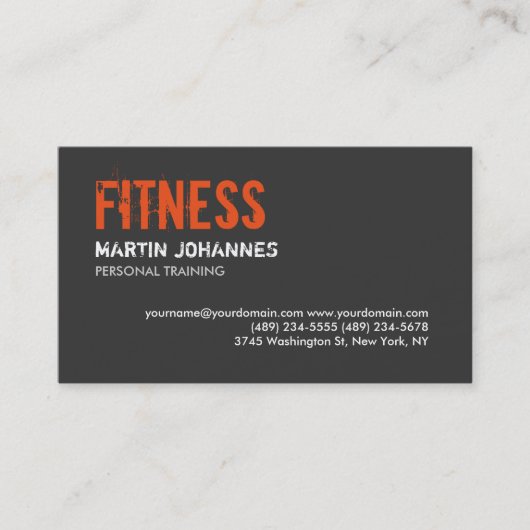トレンディーグレーオレンジパーソナルトレーナー名刺 名刺 (正面)