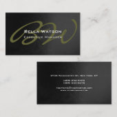 トレンディーグレーパターンスクリプトモノグラム 名刺 (正面/裏面)