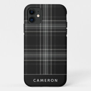 トレンディーグレーフランネルプレイド編集可能な名前Case mate iPhone 11 ケース