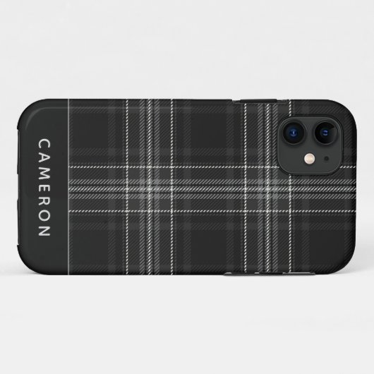 トレンディーグレーフランネルプレイド編集可能な名前Case mate Case-Mate iPhoneケース (裏面(横))