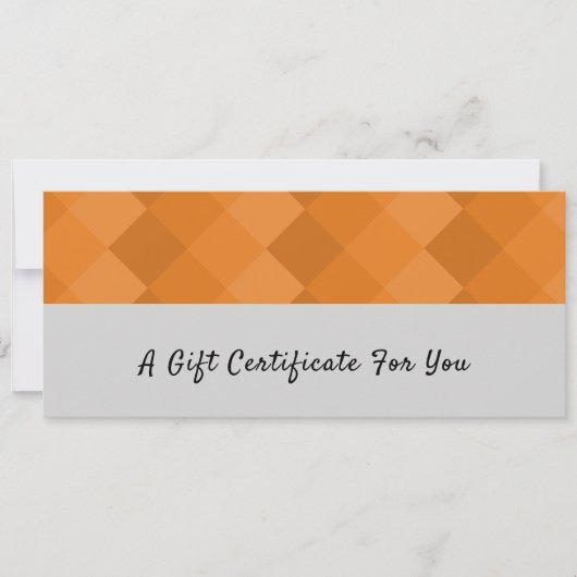 トレンディーグレーブラックオレンジスクリプトギフト証明書 (正面)