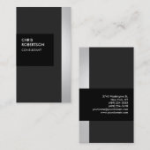 トレンディーグレーブラックストライプのクリエイティブ名刺 名刺 (正面/裏面)