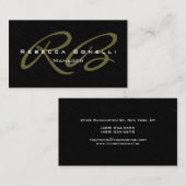 トレンディーグレーブラックパターンモノグラム名刺 名刺 (正面/裏面)