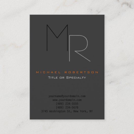 トレンディーグレーブラックモノグラムプレーン名刺 名刺 (正面)