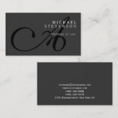 トレンディーグレーブラックモノグラム標準名刺 名刺 (正面/裏面)