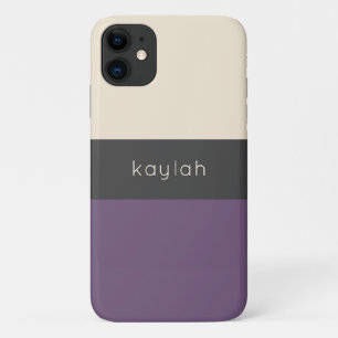 トレンディーグレープカラーブロックパターン(任意の名前) iPhone 11 ケース