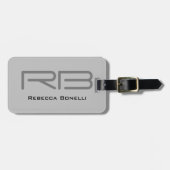 トレンディーグレーモノグラムミニマリストプレーン ラゲッジタグ (正面横)