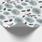 トレンディーグレー水彩花 ラッピングペーパー (角)