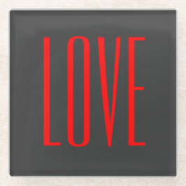 トレンディーグレー背景レッド結婚ラブ ガラスコースター