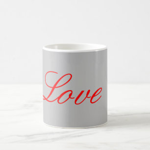 トレンディーグレー背景レッド結婚ラブ コーヒーマグカップ