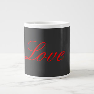 トレンディーグレー背景レッド結婚ラブ ジャンボコーヒーマグカップ