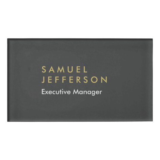 トレンディーグレー黒プロフェッショナル平野モダン 名札 (正面)