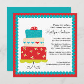 トレンディーケーキブライダルシャワー招待 招待状 (正面/裏面)