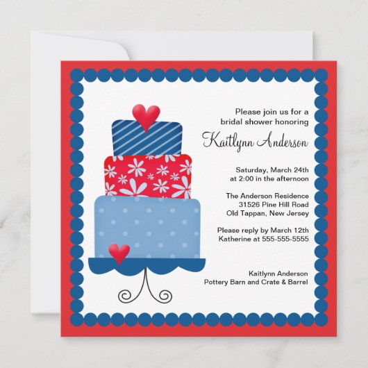 トレンディーケーキブライダルシャワー招待 招待状 (正面)