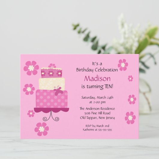 トレンディーケーキ誕生日招待状 招待状 (スタンド正面)