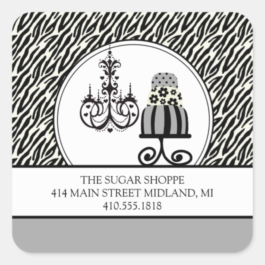 トレンディーケーリーゼブラプリント製品ラベルシール スクエアシール (正面)