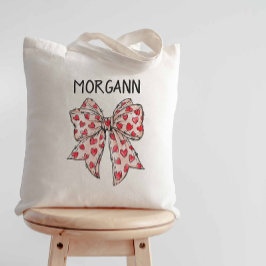 トレンディーコケットボウ赤いハート トートバッグ