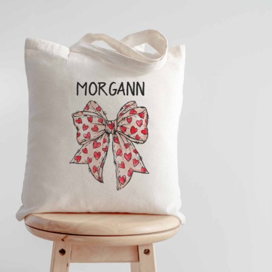 トレンディーコケットボウ赤いハート トートバッグ