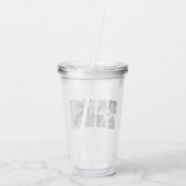 トレンディーコラージファミリーフォトブラック&ホワイトイニシャル アクリルタンブラー (裏面)