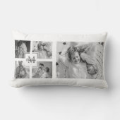 トレンディーコラージファミリーフォトブラック&ホワイトイニシャル ランバークッション (正面)