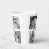 トレンディーコラージファミリーフォトブラック&ホワイトイニシャル 紙コップ (右)