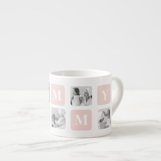 トレンディーコラージュフォト&パステルピンク最高のモマイギフト エスプレッソカップ (正面右)