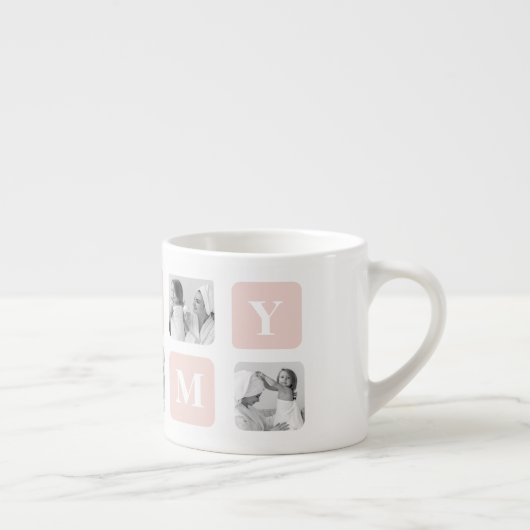トレンディーコラージュフォト&パステルピンク最高のモマイギフト エスプレッソカップ (右)