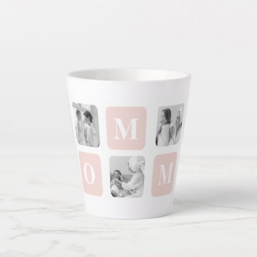 トレンディーコラージュフォト&パステルピンク最高のモマイギフト カフェラテマグ (正面)