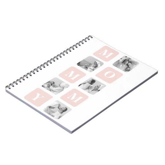 トレンディーコラージュフォト&パステルピンク最高のモマイギフト ノートブック (左側)
