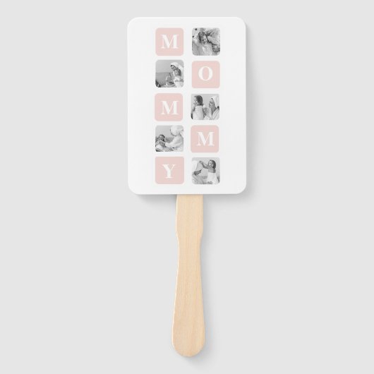 トレンディーコラージュフォト&パステルピンク最高のモマイギフト ハンドファン (正面)