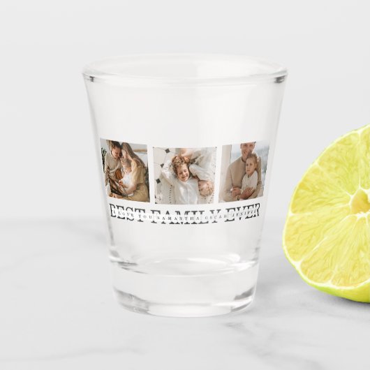 トレンディーコラージュ写真と最高の家族のエバ最高のギフト ショットグラス (正面)