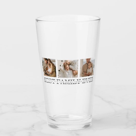 トレンディーコラージュ写真と最高の家族のエバ最高のギフト タンブラーグラス (正面)