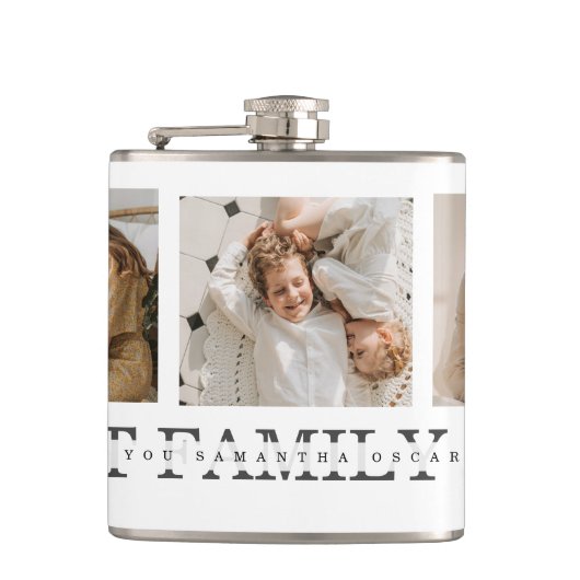トレンディーコラージュ写真と最高の家族のエバ最高のギフト フラスク (正面)
