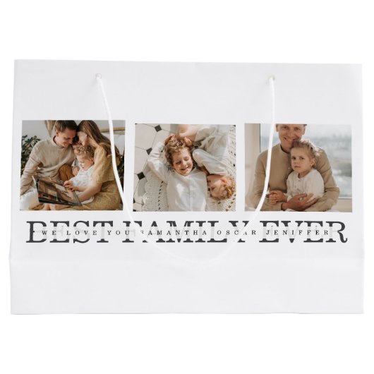 トレンディーコラージュ写真と最高の家族のエバ最高のギフト ラージペーパーバッグ (裏面)