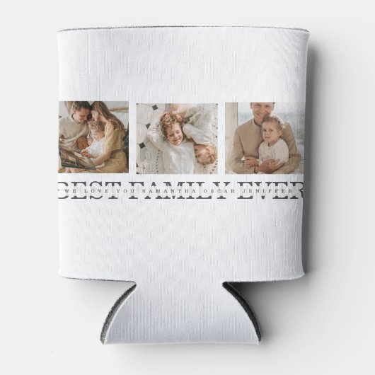 トレンディーコラージュ写真と最高の家族のエバ最高のギフト 缶クーラー (正面)