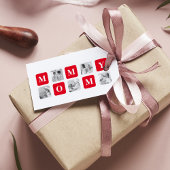 トレンディーコラージュ写真と赤い最高のモマイギフト ギフトタグ