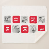 トレンディーコラージュ写真と赤い最高のモマイギフト シェルパブランケット (正面(横))