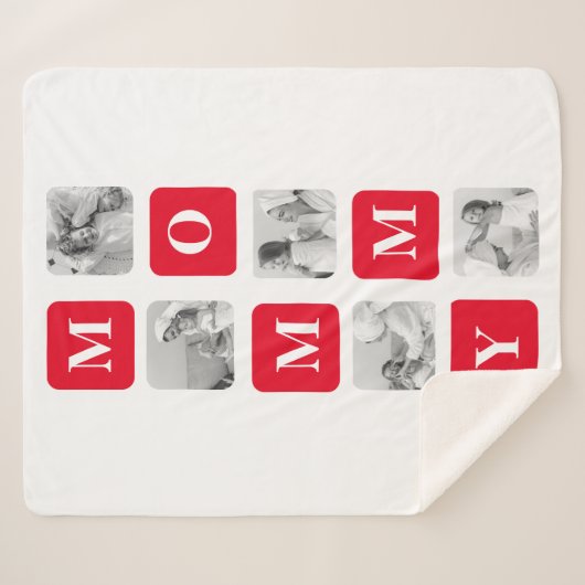 トレンディーコラージュ写真と赤い最高のモマイギフト シェルパブランケット (正面(横))