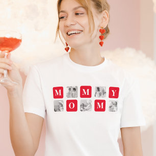 トレンディーコラージュ写真と赤い最高のモマイギフト Tシャツ