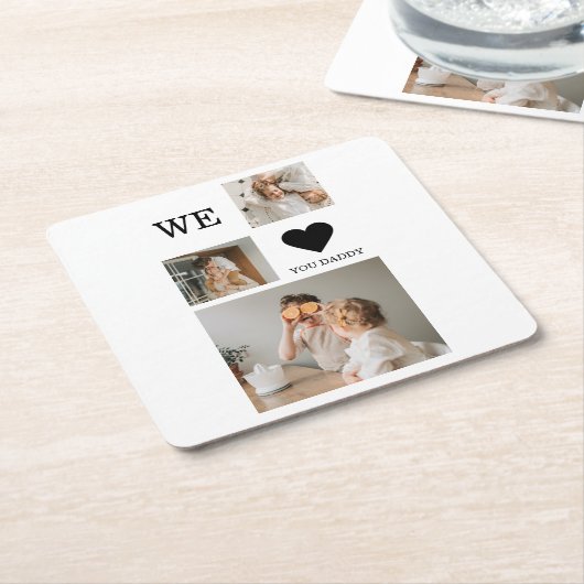 トレンディーコラージュ写真&私たちは愛あなたパパのギフト スクエアペーパーコースター (アングル)